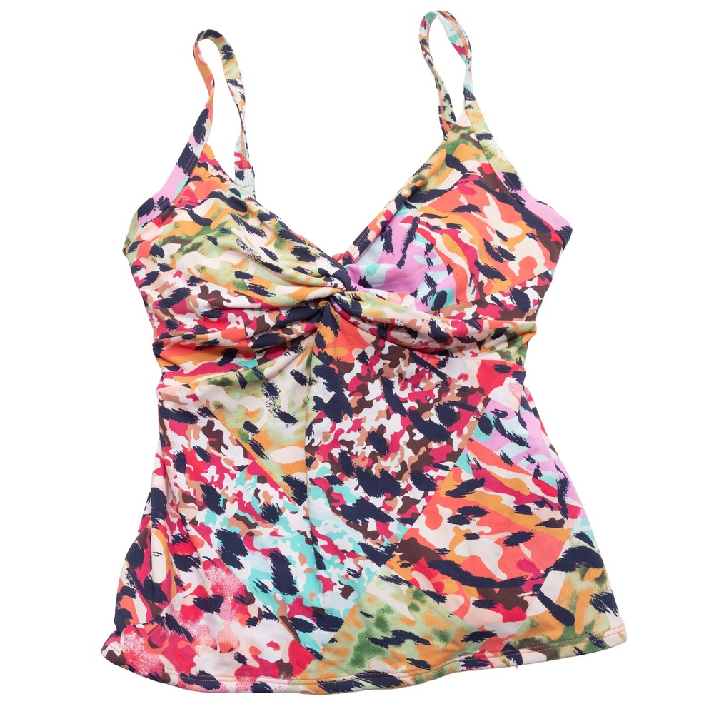Bleu Rod Beattie Tankini Top Women Sz 4 Multi Color New Abstract Twist Front‎